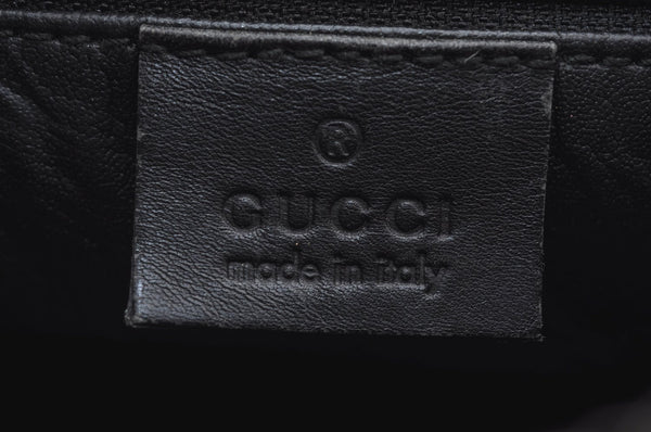 Authentic GUCCI Sherry Line Hand Boston Bag Purse GG Canvas Leather Black 3816J