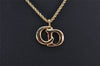 Authentic Christian Dior Gold Tone Chain Pendant Necklace CD 3816K