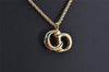 Authentic Christian Dior Gold Tone Chain Pendant Necklace CD 3816K