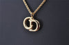 Authentic Christian Dior Gold Tone Chain Pendant Necklace CD 3816K