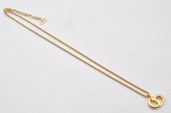 Authentic Christian Dior Gold Tone Chain Pendant Necklace CD 3816K