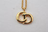 Authentic Christian Dior Gold Tone Chain Pendant Necklace CD 3816K