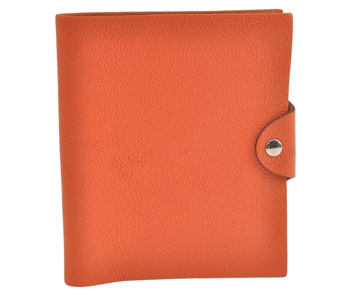 Authentic HERMES Yuris PM Note Book Cover Leather Orange 3817K