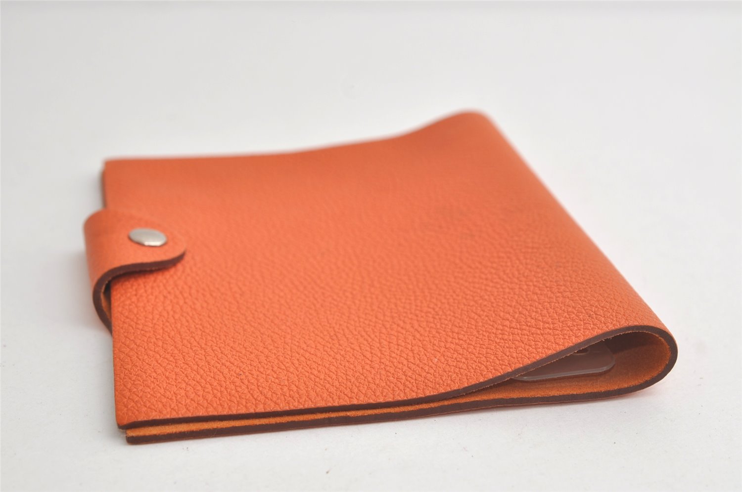 Authentic HERMES Yuris PM Note Book Cover Leather Orange 3817K