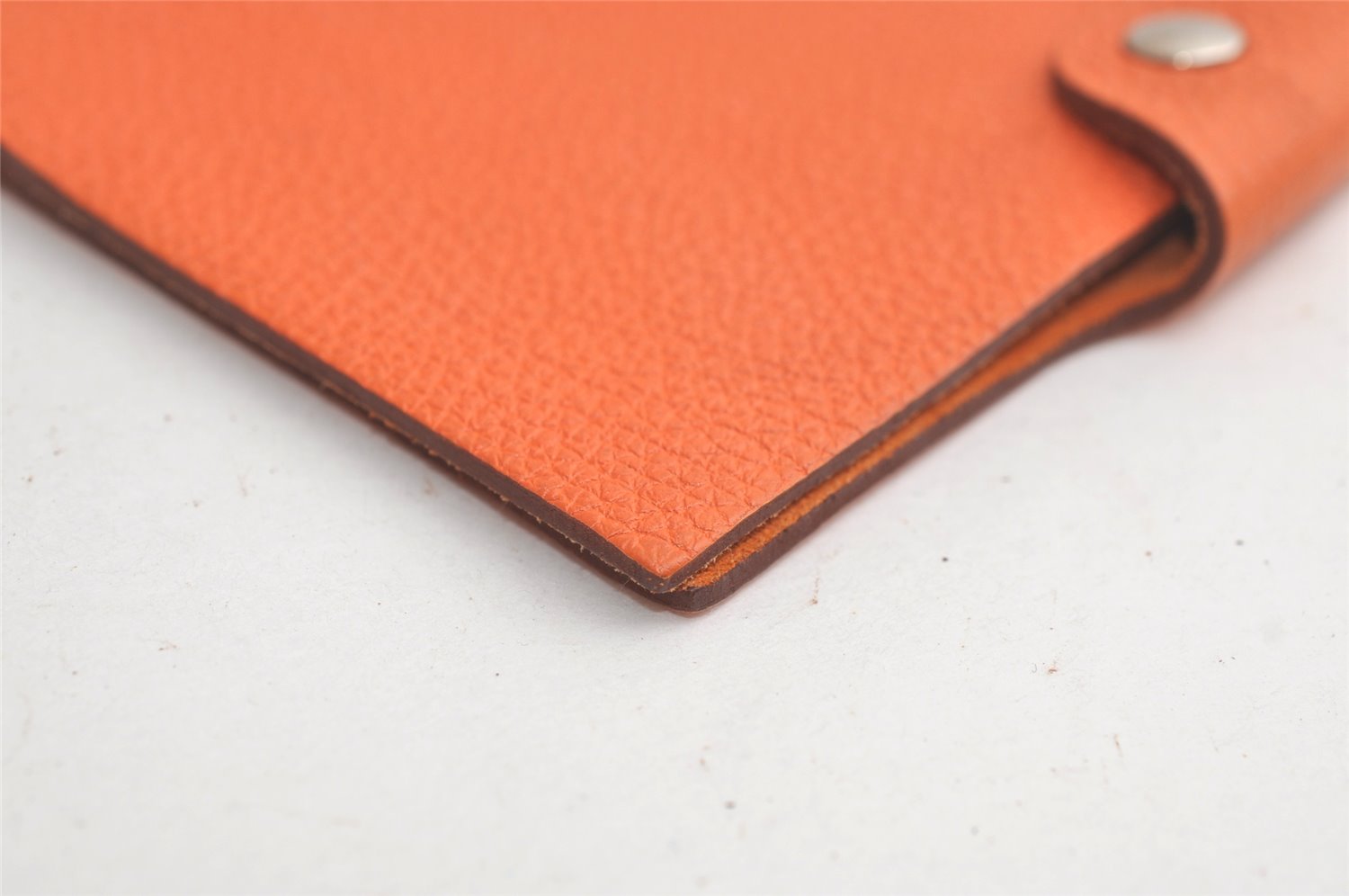 Authentic HERMES Yuris PM Note Book Cover Leather Orange 3817K