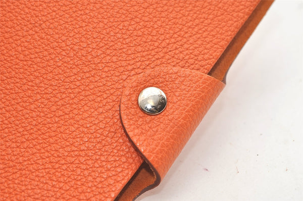 Authentic HERMES Yuris PM Note Book Cover Leather Orange 3817K