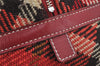 Authentic BURBERRY BLUE LABEL Check Hand Boston Bag Purse Knit Leather Red 3818J