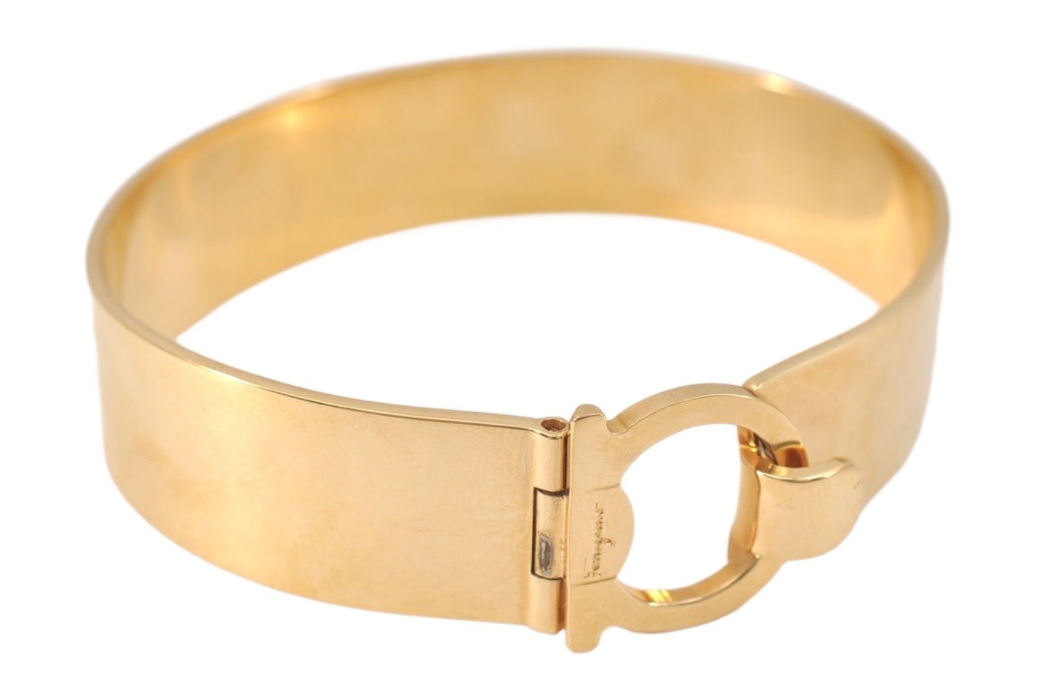 Authentic Salvatore Ferragamo Gancini Bangle Bracelet Gold Plating SF 3819L