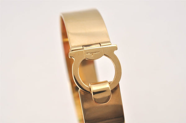 Authentic Salvatore Ferragamo Gancini Bangle Bracelet Gold Plating SF 3819L