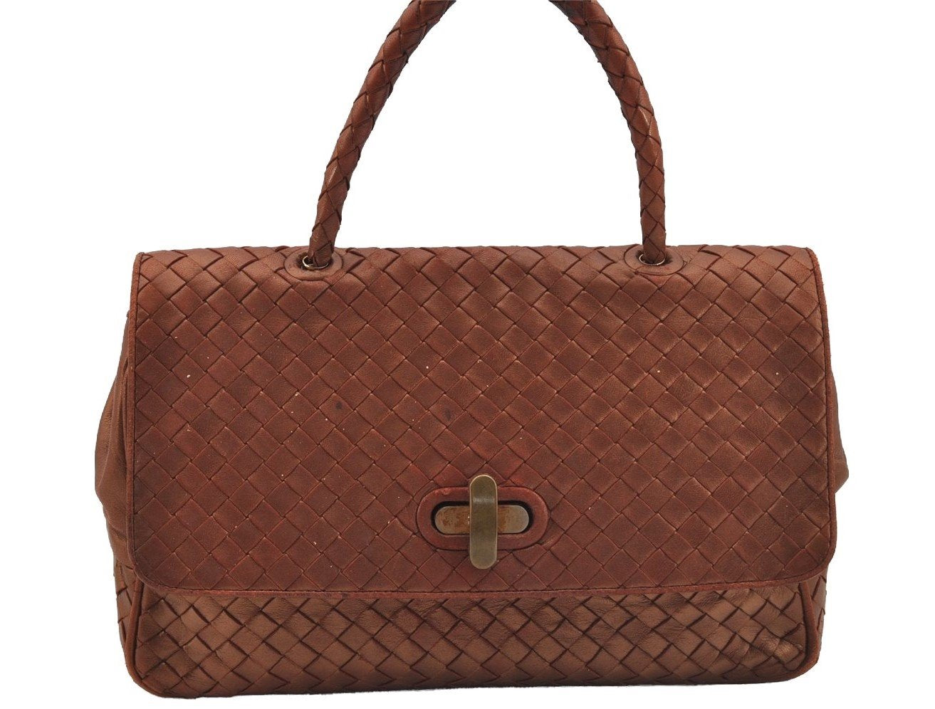 Authentic BOTTEGA VENETA Intrecciato Leather Hand Bag Purse Brown Junk 3820J