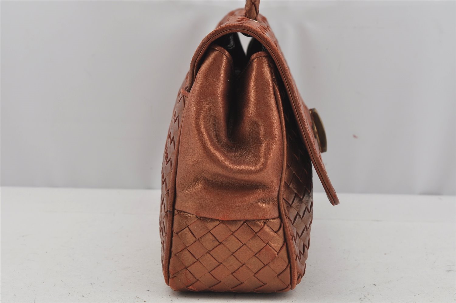 Authentic BOTTEGA VENETA Intrecciato Leather Hand Bag Purse Brown Junk 3820J