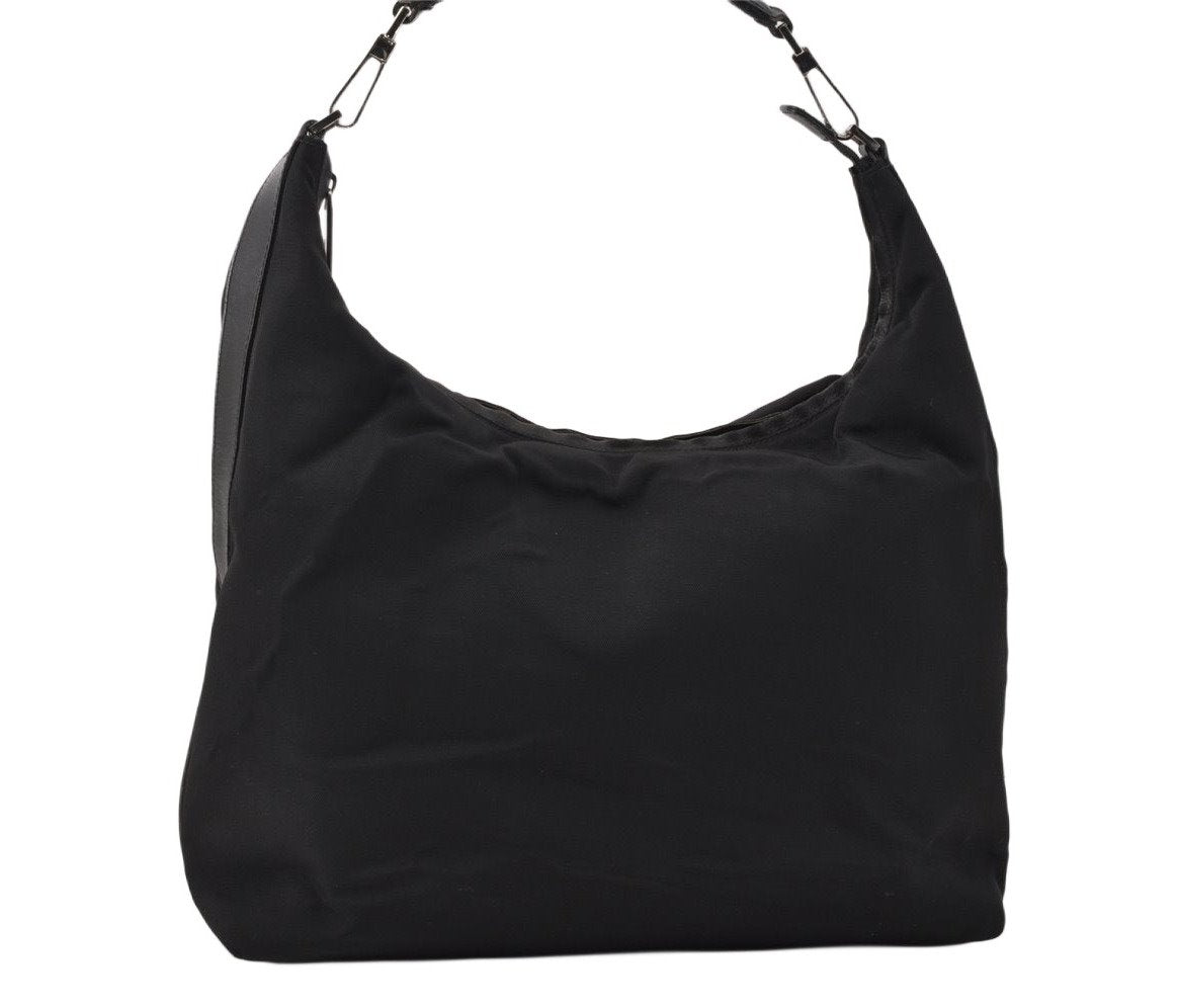 Authentic GUCCI Vintage Shoulder Hand Bag Nylon Leather Black 3821K