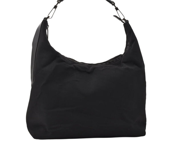 Authentic GUCCI Vintage Shoulder Hand Bag Nylon Leather Black 3821K