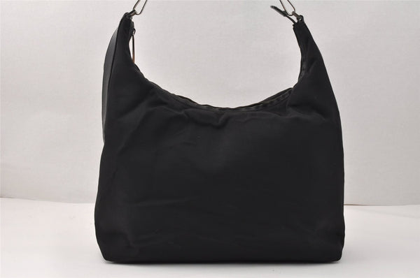Authentic GUCCI Vintage Shoulder Hand Bag Nylon Leather Black 3821K