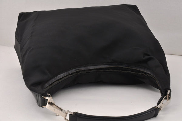 Authentic GUCCI Vintage Shoulder Hand Bag Nylon Leather Black 3821K