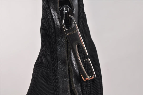 Authentic GUCCI Vintage Shoulder Hand Bag Nylon Leather Black 3821K