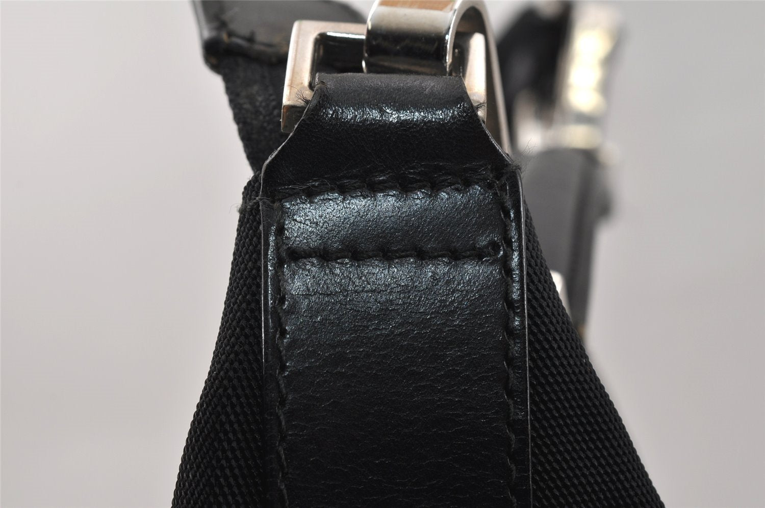 Authentic GUCCI Vintage Shoulder Hand Bag Nylon Leather Black 3821K