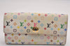 Auth Louis Vuitton Monogram Multicolor Portefeuille Sarah Wallet M93744 LV 3822J