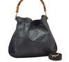 Authentic GUCCI Vintage Bamboo 2Way Shoulder Hand Bag Leather Black Junk 3822K