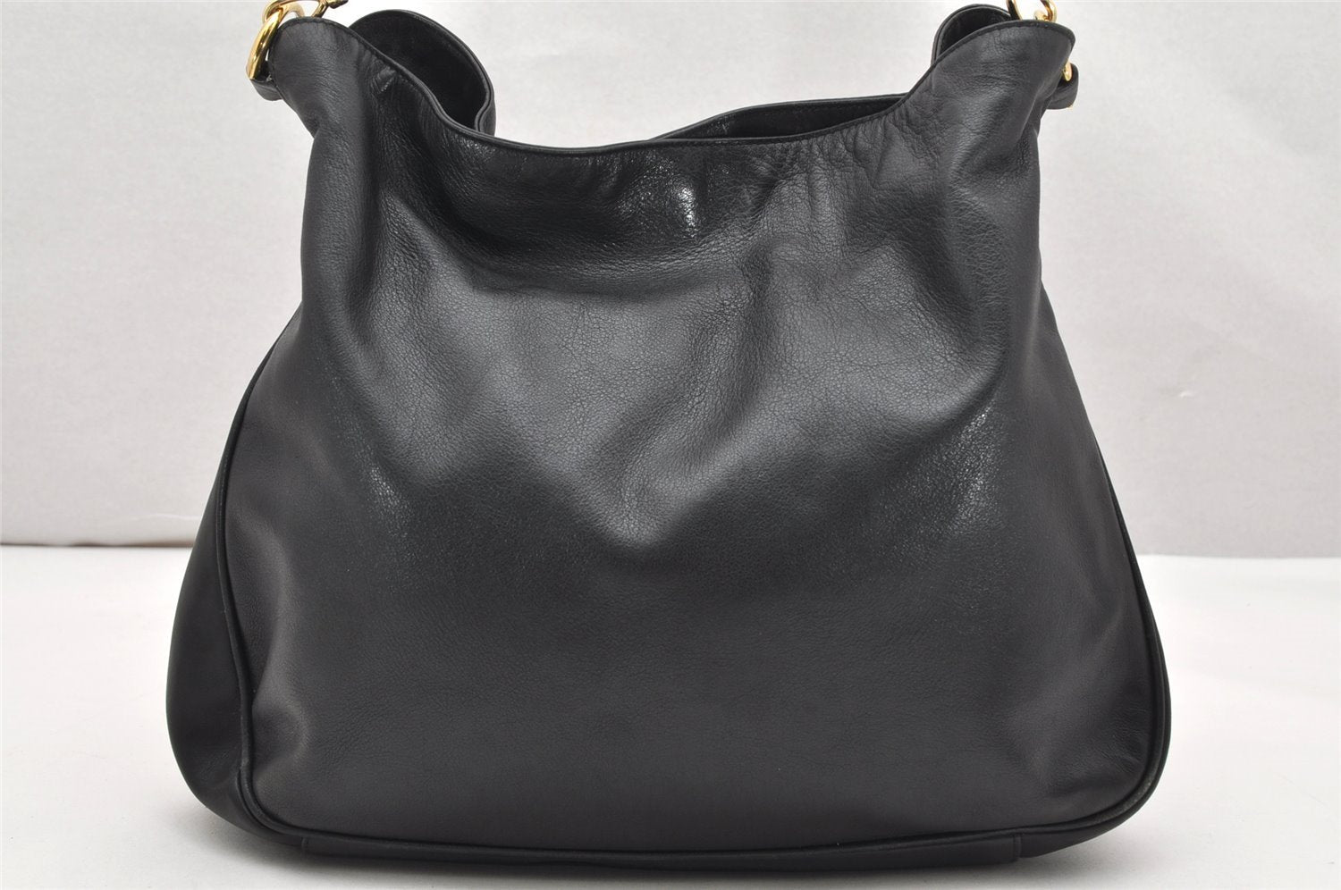 Authentic GUCCI Vintage Bamboo 2Way Shoulder Hand Bag Leather Black Junk 3822K