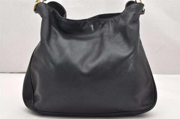 Authentic GUCCI Vintage Bamboo 2Way Shoulder Hand Bag Leather Black Junk 3822K