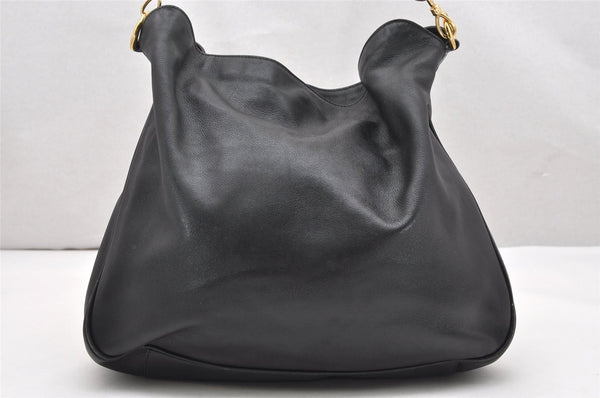 Authentic GUCCI Vintage Bamboo 2Way Shoulder Hand Bag Leather Black Junk 3822K