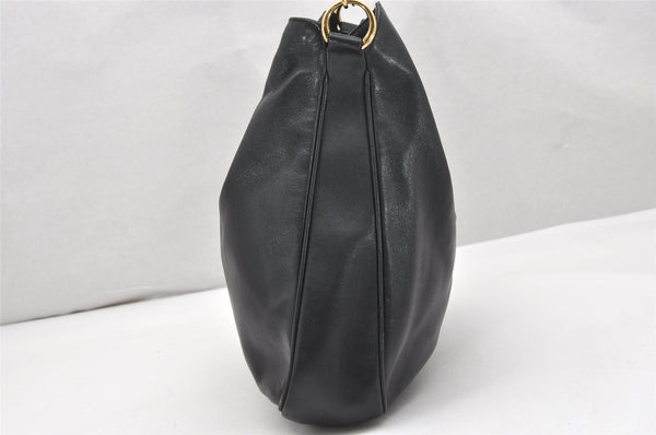 Authentic GUCCI Vintage Bamboo 2Way Shoulder Hand Bag Leather Black Junk 3822K