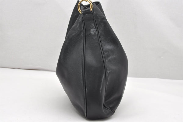 Authentic GUCCI Vintage Bamboo 2Way Shoulder Hand Bag Leather Black Junk 3822K