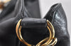 Authentic GUCCI Vintage Bamboo 2Way Shoulder Hand Bag Leather Black Junk 3822K