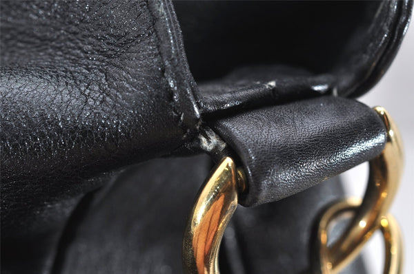 Authentic GUCCI Vintage Bamboo 2Way Shoulder Hand Bag Leather Black Junk 3822K