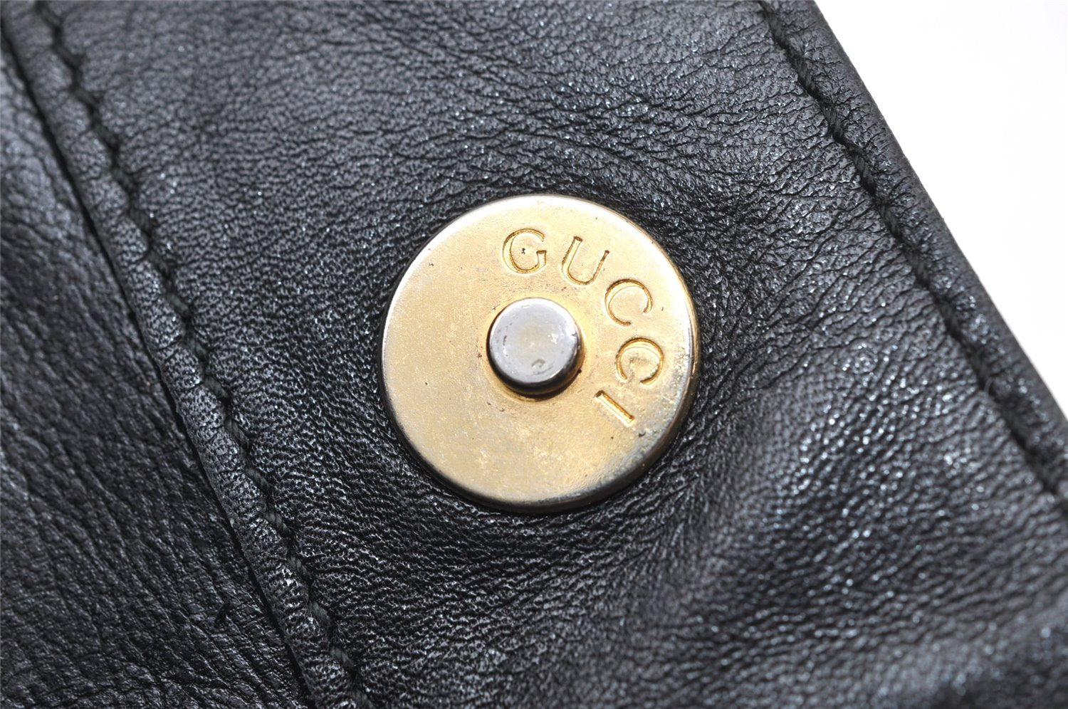 Authentic GUCCI Vintage Bamboo 2Way Shoulder Hand Bag Leather Black Junk 3822K