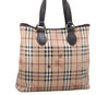 Authentic BURBERRY Vintage Nova Check Shoulder Tote Bag PVC Leather Beige 3823K