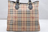 Authentic BURBERRY Vintage Nova Check Shoulder Tote Bag PVC Leather Beige 3823K