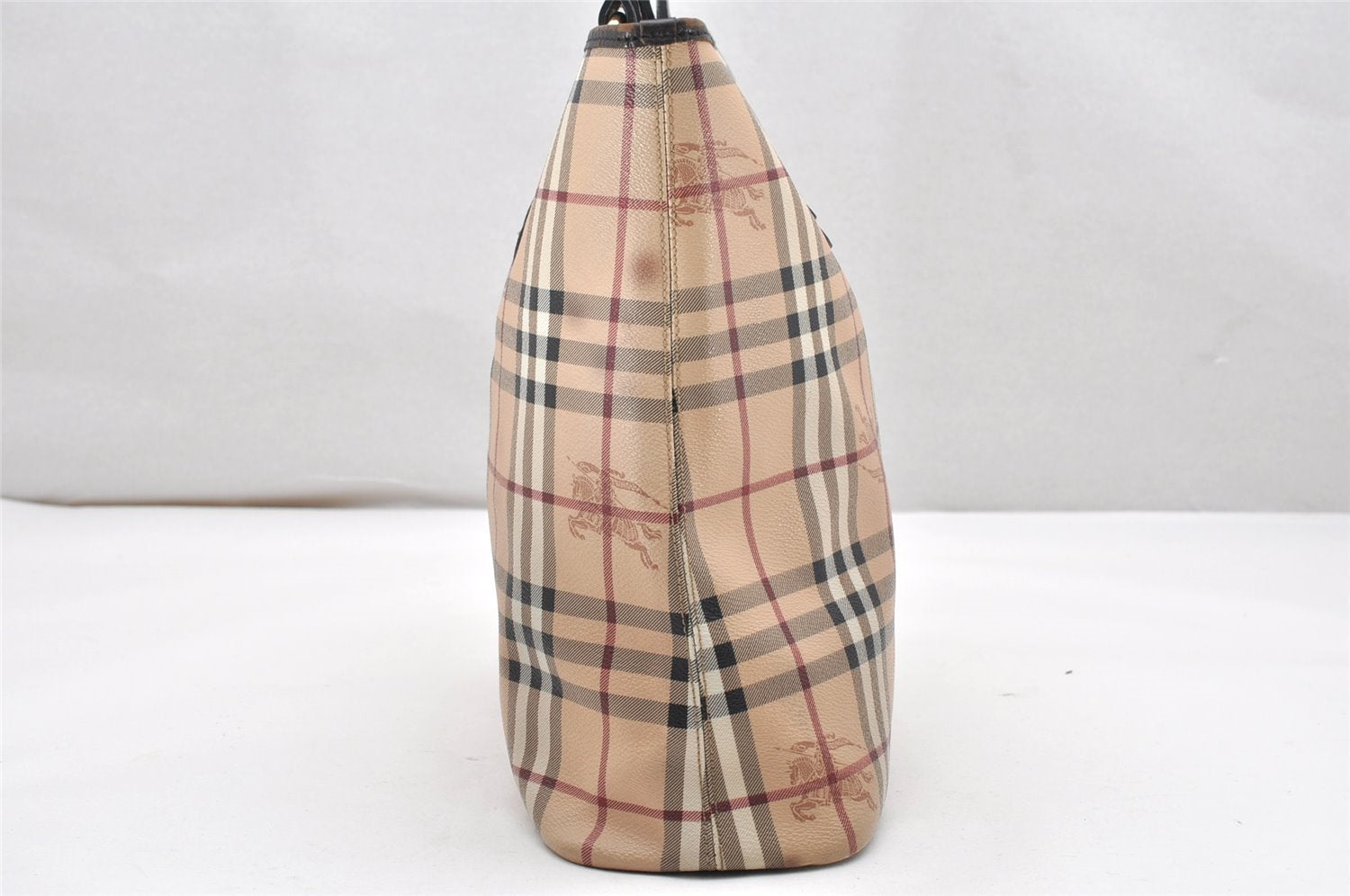 Authentic BURBERRY Vintage Nova Check Shoulder Tote Bag PVC Leather Beige 3823K