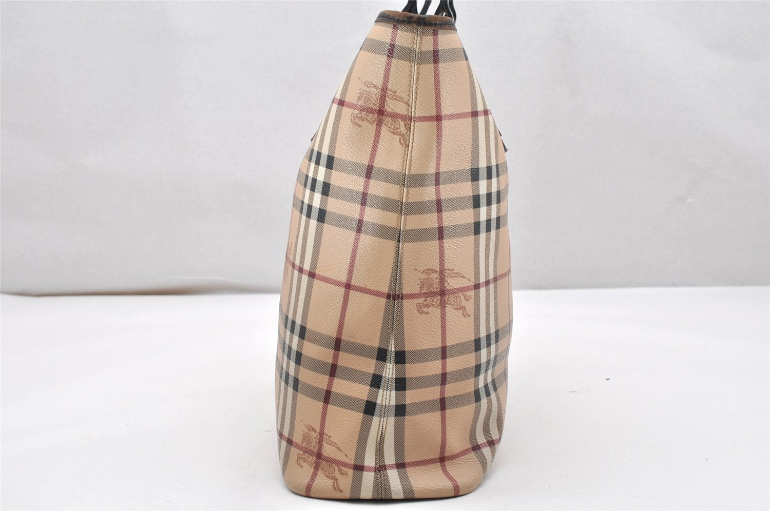 Authentic BURBERRY Vintage Nova Check Shoulder Tote Bag PVC Leather Beige 3823K