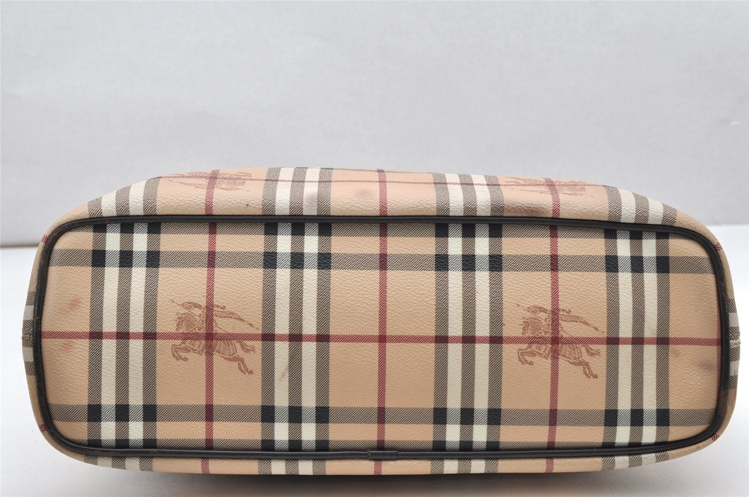 Authentic BURBERRY Vintage Nova Check Shoulder Tote Bag PVC Leather Beige 3823K