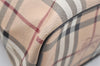 Authentic BURBERRY Vintage Nova Check Shoulder Tote Bag PVC Leather Beige 3823K