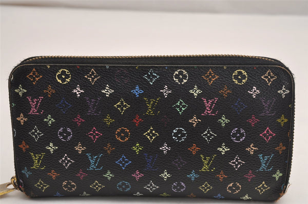 Auth Louis Vuitton Monogram Multicolor Zippy Wallet Purse Black M60243 LV 3824J