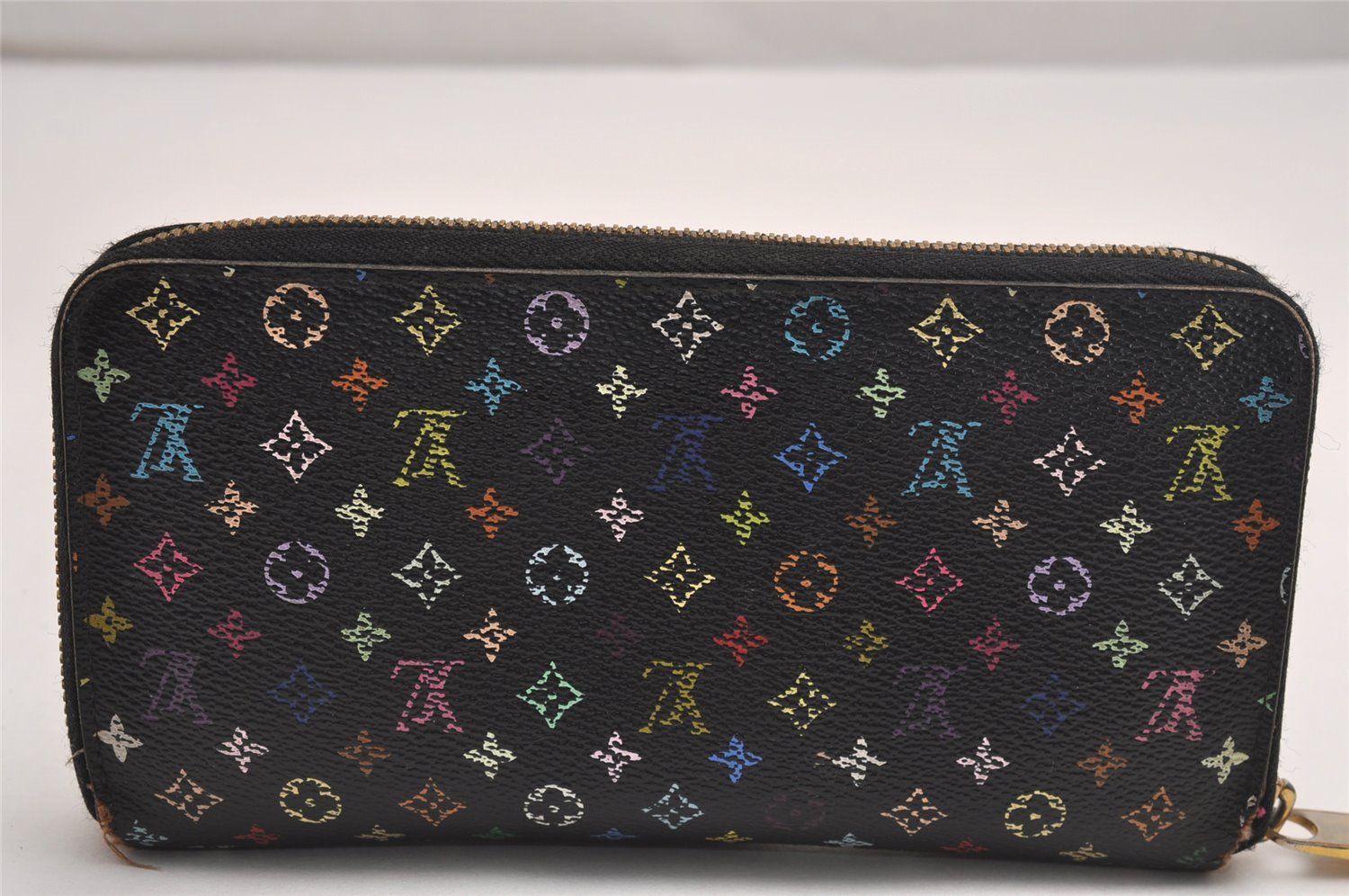 Auth Louis Vuitton Monogram Multicolor Zippy Wallet Purse Black M60243 LV 3824J