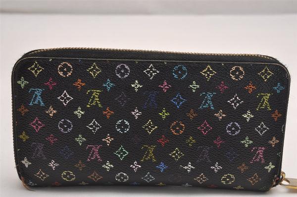 Auth Louis Vuitton Monogram Multicolor Zippy Wallet Purse Black M60243 LV 3824J