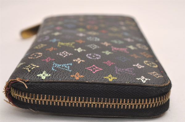 Auth Louis Vuitton Monogram Multicolor Zippy Wallet Purse Black M60243 LV 3824J