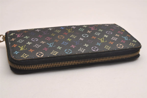 Auth Louis Vuitton Monogram Multicolor Zippy Wallet Purse Black M60243 LV 3824J