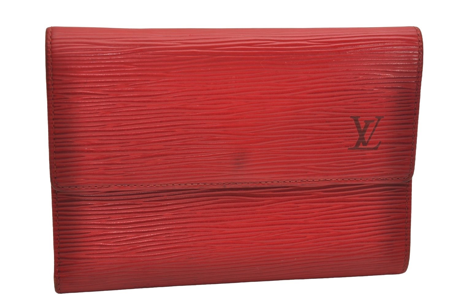 Authentic Louis Vuitton Epi Porte Tresor Etui Papier Wallet Red M63717 LV 3825J