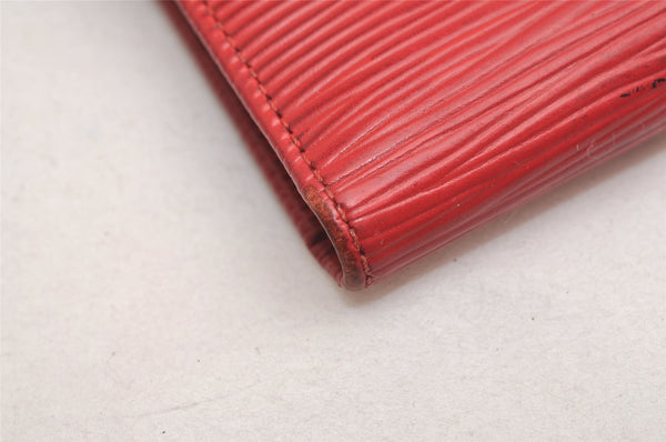 Authentic Louis Vuitton Epi Porte Tresor Etui Papier Wallet Red M63717 LV 3825J