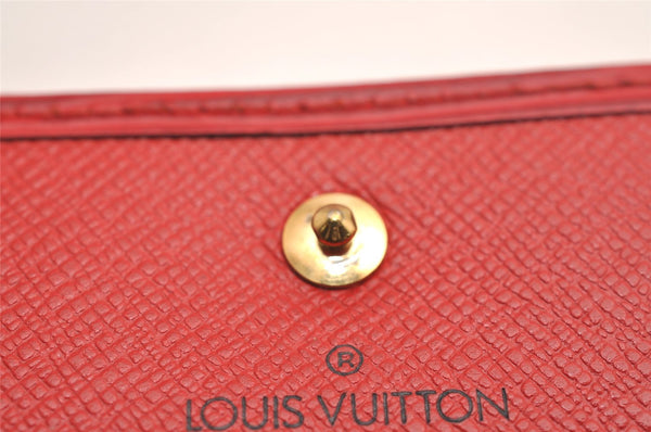 Authentic Louis Vuitton Epi Porte Tresor Etui Papier Wallet Red M63717 LV 3825J