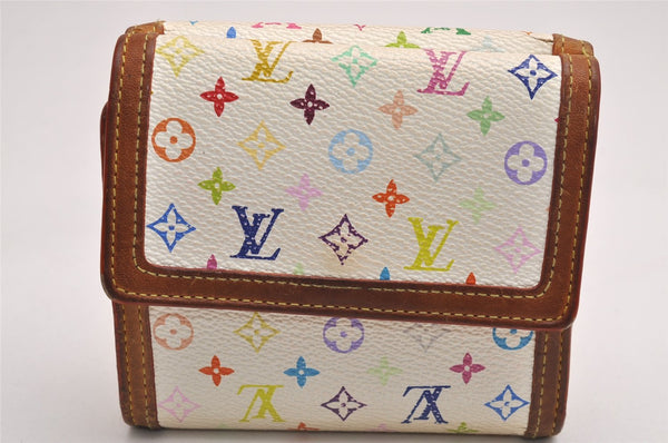 Louis Vuitton Monogram Multicolor Porte Monnaie Billet Cartes Credit White 3826J