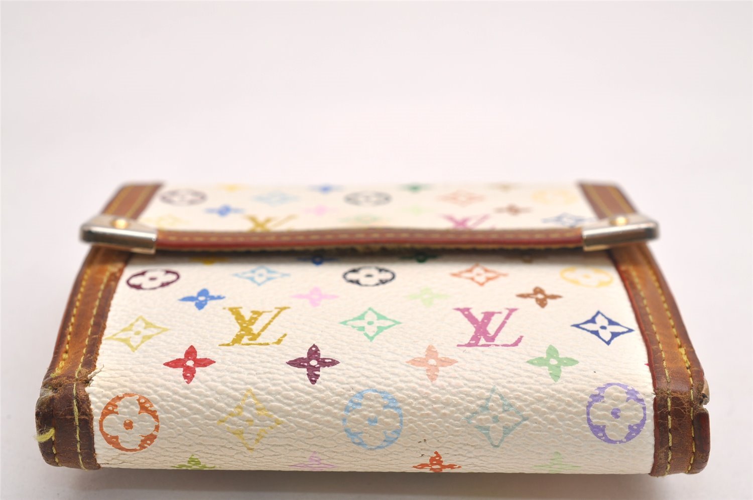 Louis Vuitton Monogram Multicolor Porte Monnaie Billet Cartes Credit White 3826J