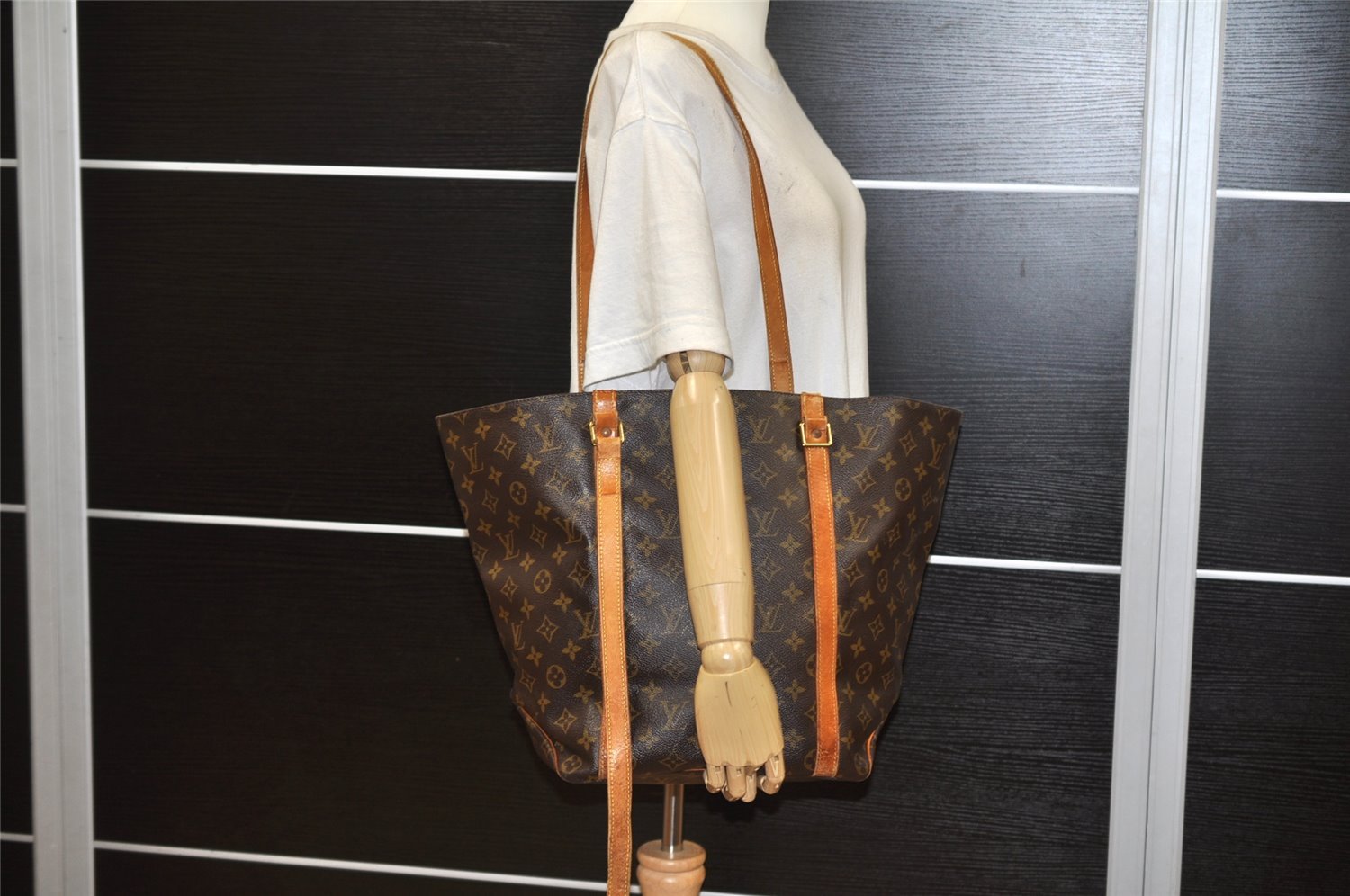 Authentic Louis Vuitton Monogram Sac Shopping PM Tote Bag M51108 Junk 3826K