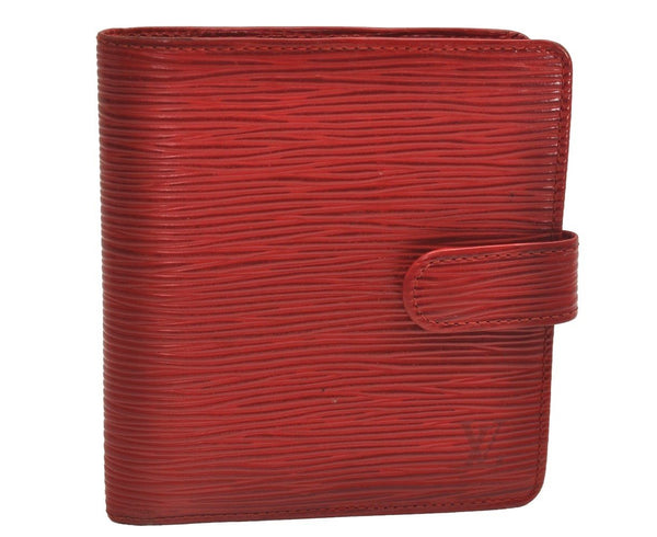 Authentic Louis Vuitton Epi Porte Billets Compact Wallet Red M63557 LV 3830J