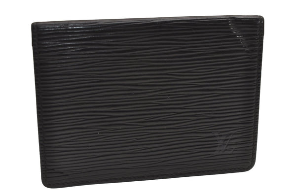 Auth Louis Vuitton Epi Porte 2 Cartes Vertical Card Pass Case M63202 Black 3831J